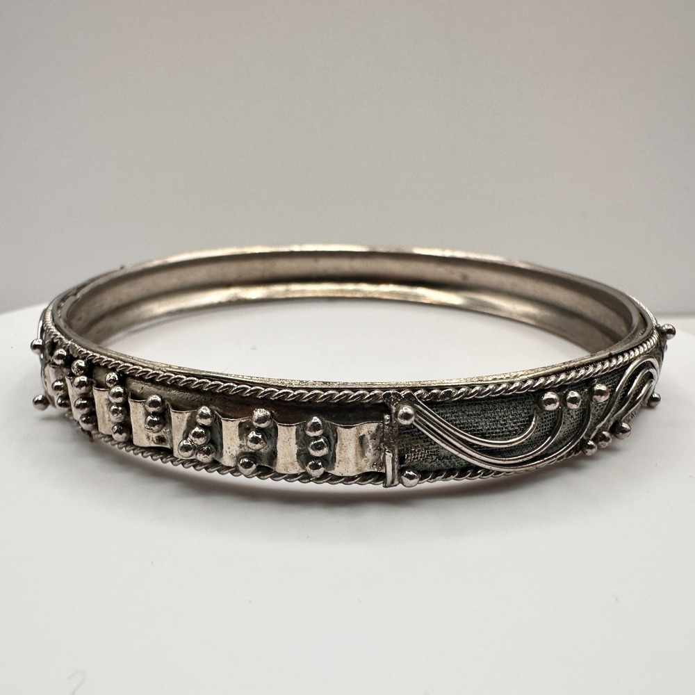 Vintage 80s 90s Silver Tone Adjustable Bangle Bracelet Women's Jewelry